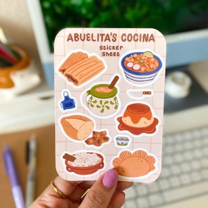 Mexican Sticker Sheet - Abuelita&#39;s Cocina - Latina Stickers - Mexican Food - Mexican Stickers - Comida Mexicana - Champurrado - Tamales