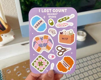 Crochet Sticker Sheet - Crochet Stickers - Hobby Sticker Sheet - Crochet - Crochet Gift - Cozy Stickers - Yarn Stickers - Journal Stickers