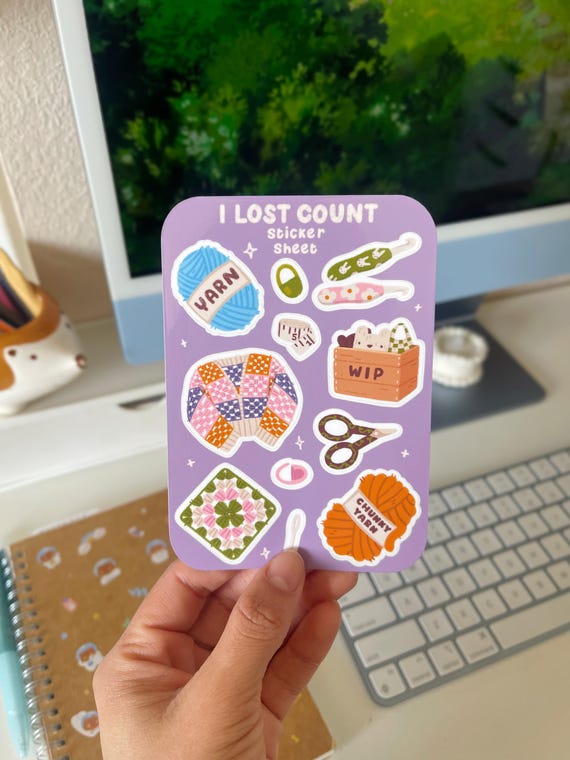 Crochet Sticker Sheet - Crochet Stickers - Hobby Sticker Sheet - Crochet - Crochet Gift - Cozy Stickers - Yarn Stickers - Journal Stickers