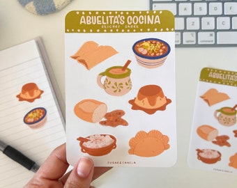 Mexican Sticker Sheet - Abuelita's Cocina - Latina Stickers - Latina - Latine Stickers - Comida Mexicana -  Pozole - Champurrado - Tamales