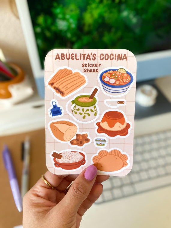 Mexican Sticker Sheet - Abuelita's Cocina - Latina Stickers - Mexican Food - Mexican Stickers - Comida Mexicana - Champurrado - Tamales
