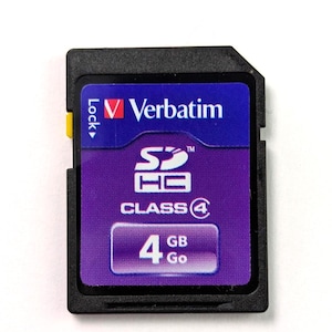 Tarjeta de memoria SDHC Verbatim vintage de 4 GB, clase 4, para cámaras antiguas, fabricada en JAPÓN.