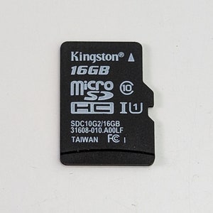 Tarjeta de memoria micro SDHC Kingston vintage de 16 GB, clase 10, fabricada en Taiwán.
