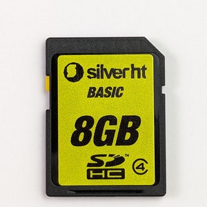 Carte SDHC classe 4 de collection vintage HT Basic de 8 Go en argent véritable - Fabriquée au Japon