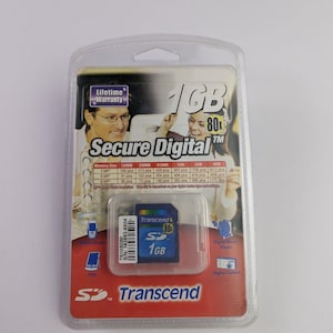 Vintage Transcend SD Karte 1 GB Hochgeschwindigkeits (80X) Speicherkarte - Hergestellt in Taiwan