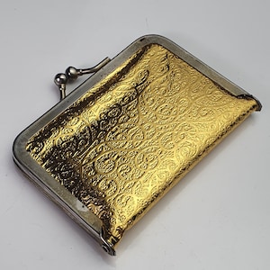 Joli portefeuille vintage femme pour petits articles de mercerie - Joli portefeuille rétro doré brillant