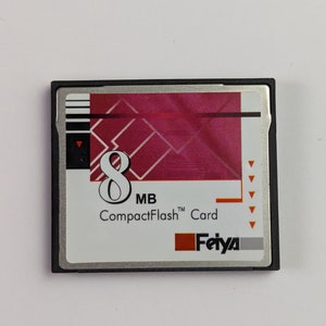 Tarjeta de memoria CF CompactFlash FEIYA de 8 MB vintage para cámaras antiguas (fabricada en Taiwán)
