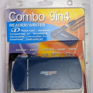 Schöner Vintage DANE-ELEC externer USB Kartenleser / Schreiber 9 in 4 in Original Blister