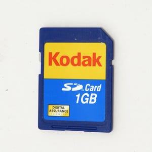 Tarjeta de memoria Kodak vintage de 1 GB (SD) para cámaras antiguas - Fabricada en Taiwán