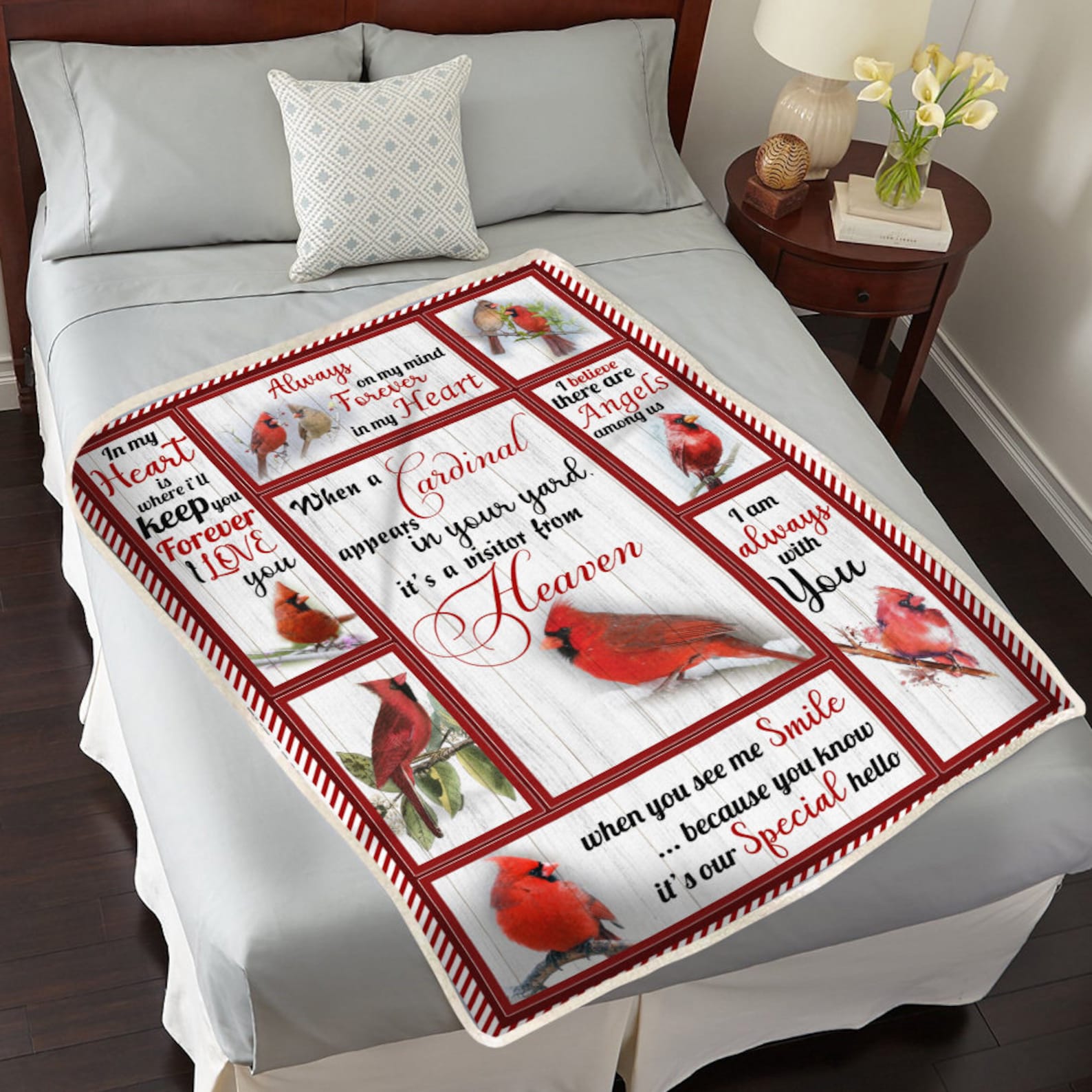 Cardinal Birds Fleece Blanket Red Bird Saying couverture je Etsy