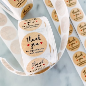 Thank you for supporting our business stickers, Thank you stickers, Shipping Stickers, Product Packaging Stickers