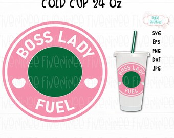 Coffee Ring Cup Svg, Boss lady fuel Cold Coffee Svg, Coffee Lady Fuel Svg, Cold Cup Ring Svg, Girl Fuel Coffee Svg, DIY Cup Ring Decal svg