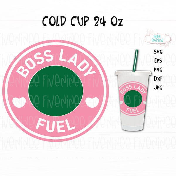 Coffee Ring Cup Svg, Boss lady fuel Cold Coffee Svg, Coffee Lady Fuel Svg, Cold Cup Ring Svg, Girl Fuel Coffee Svg, DIY Cup Ring Decal svg