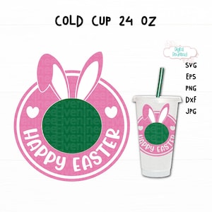 Happy Easter Cup svg, Cup Ring svg, Easter Rabbit svg, Venti Cup Decal Svg, Coffee Cold Cup Ring svg, Happy Easter svg, Coffee Cup Ring svg