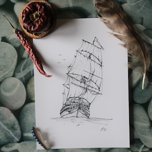 Tall Ship Coming About Art Print (Physical)