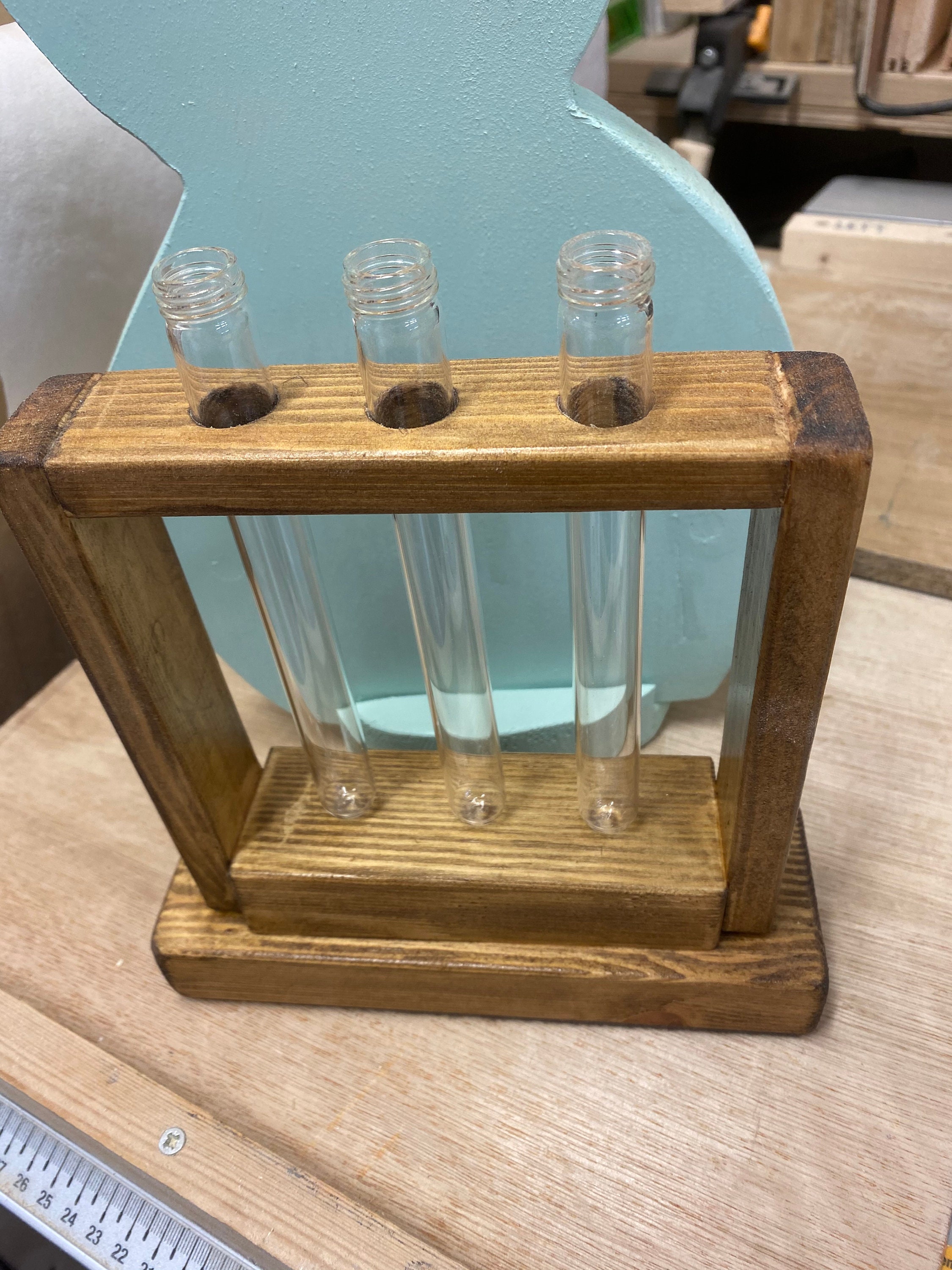 Test tube stand with three glass test tubes Etsy
