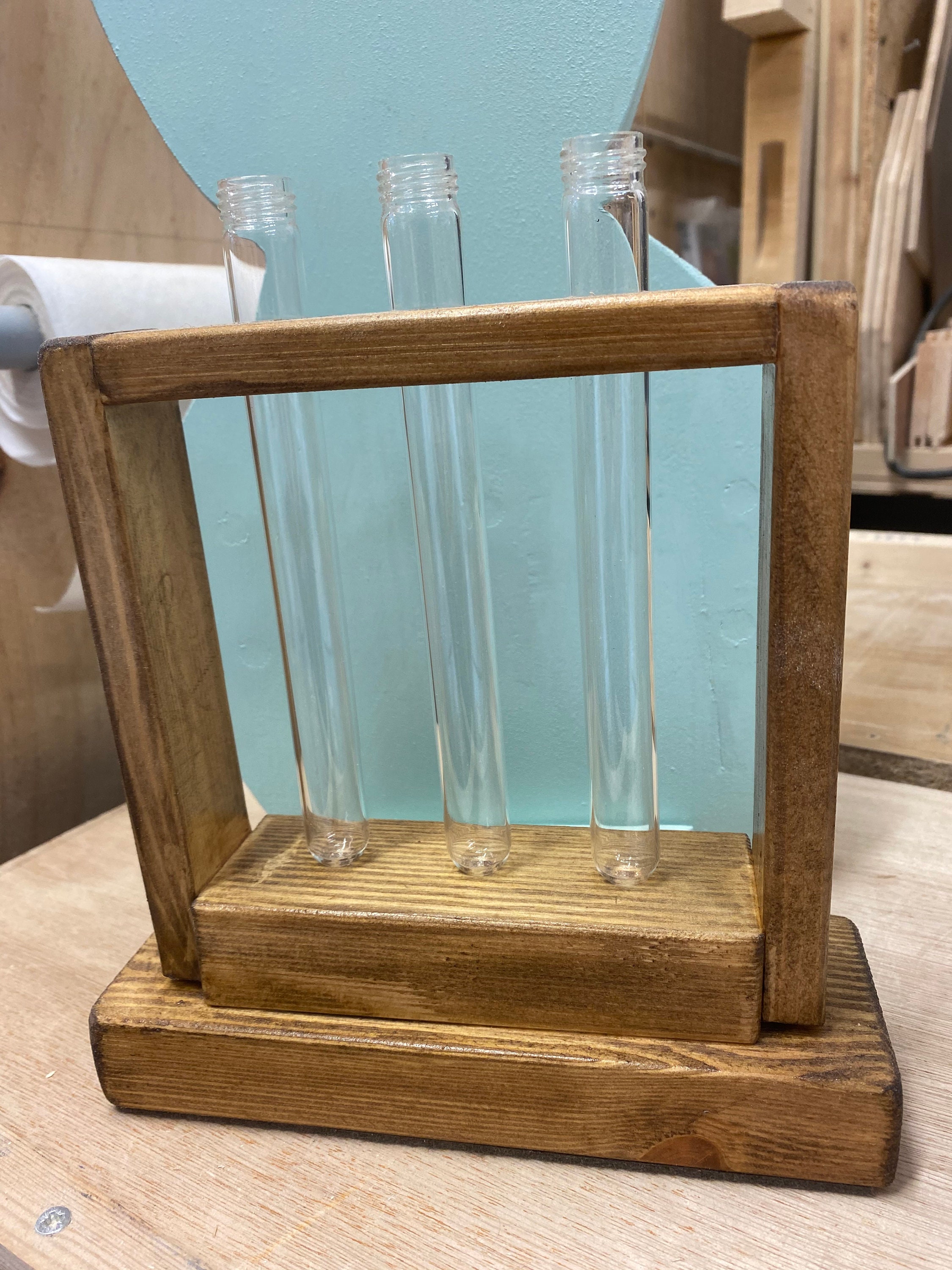 Test tube stand with three glass test tubes Etsy