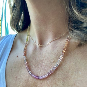 Teeny Tiny and Totally Translucent Sapphire Knotted Necklace in Solid 14k Rose Gold