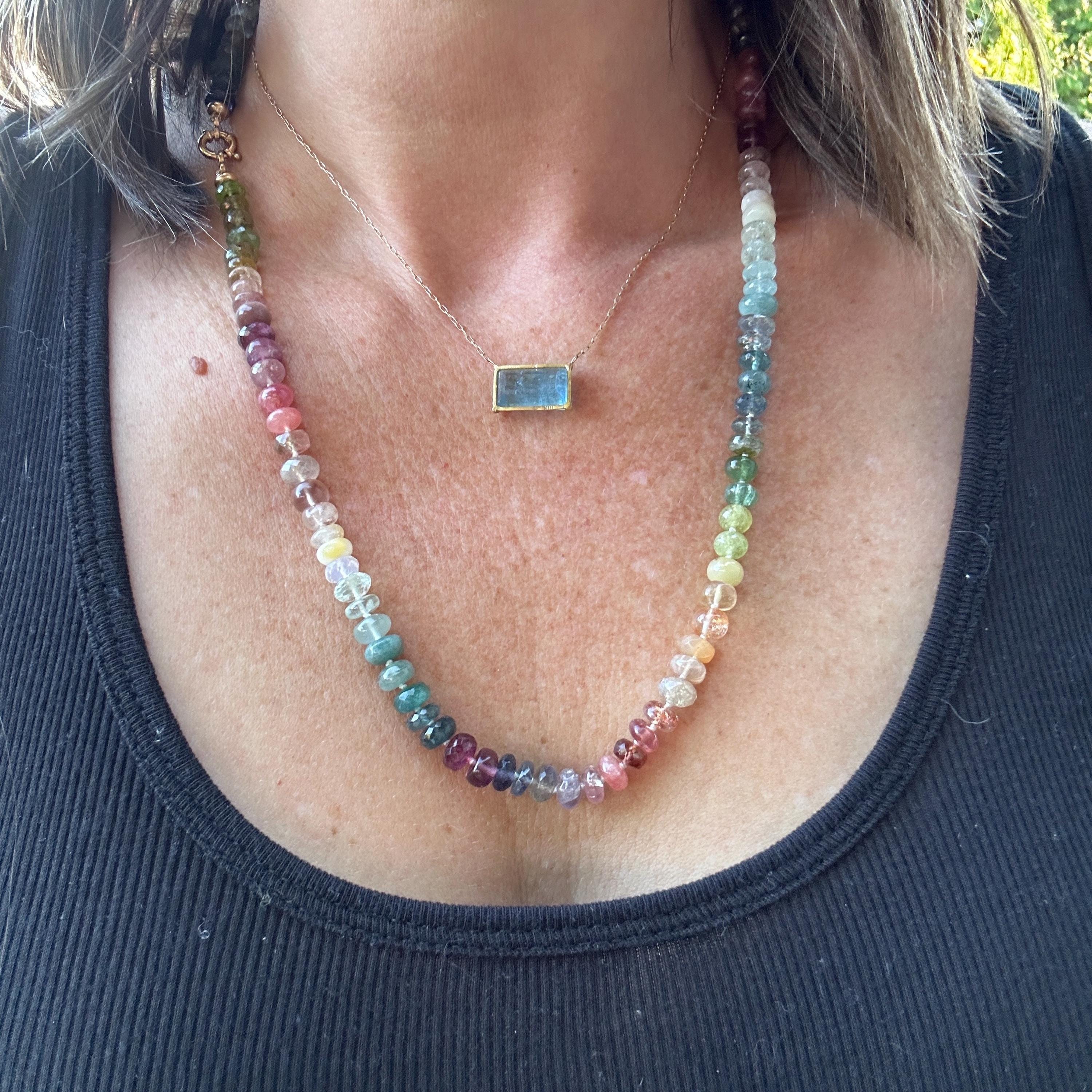 Spinelmaline Adjacent: Dream Stone Knotted Gemstone Necklace in 14k Gold