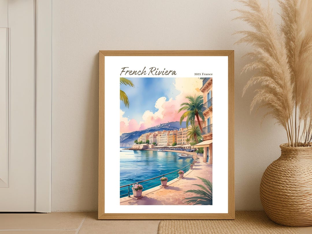 French Riviera Wall Art Printable, Mediterranean Coastal Travel Poster ...