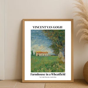 Farmhouse in a Wheatfield by Van Gogh Art, Rustic Country Landscape Wall Poster, Digital Wheat Field Painting Download, Museum Wall Art, JPG