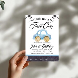 Race Car 1st Birthday Invitation - Fast One 1st Birthday - Race Car There - Digital Download