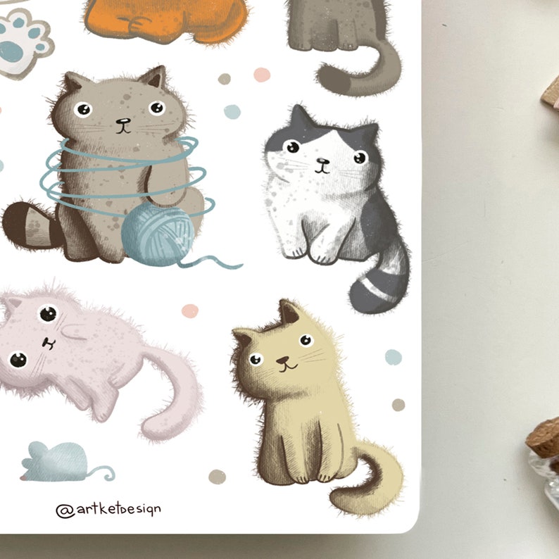 Cat Sticker Pack Journal Stickers Planner Stickers Bullet - Etsy