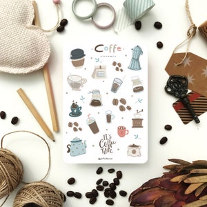 Pacchetto adesivi caffè | Adesivi per diario, adesivi per planner, bullet journal, adesivi per libri, adesivi per album, adesivi per bullet journal