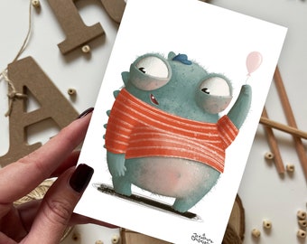 Monster Postkarte | Postkarte, Grußkarte, Sommerpostkarte, Happy Birthday Postkarte, Tierpostkarten, Waldpostkarten