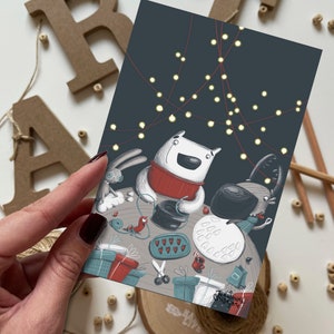 Preparação para o cartão postal de Natal | Cartão postal, Cartão de felicitações, Cartão postal de feliz aniversário, Cartões postais de animais, Animais, Cartão de felicitações