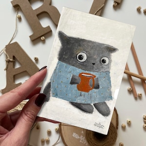 Katze im Kleid Postkarte | Postkarte, Grußkarte, Sommerpostkarte, Happy Birthday Postkarte, Tierpostkarten, Waldpostkarten