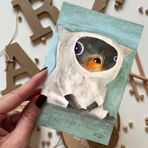 Cartolina con cane in costume da gatto | Cartolina, Biglietto d'auguri, Cartolina estiva, Cartolina di buon compleanno, Cartoline di animali, Cartoline della foresta