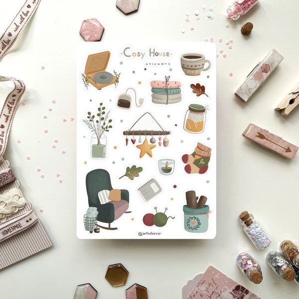 Gemütliches Haus Sticker Pack | Journal Sticker, Planer Sticker, Bullet Journal, Buchsticker, Scrapbook Sticker, Bullet Journal Stickers