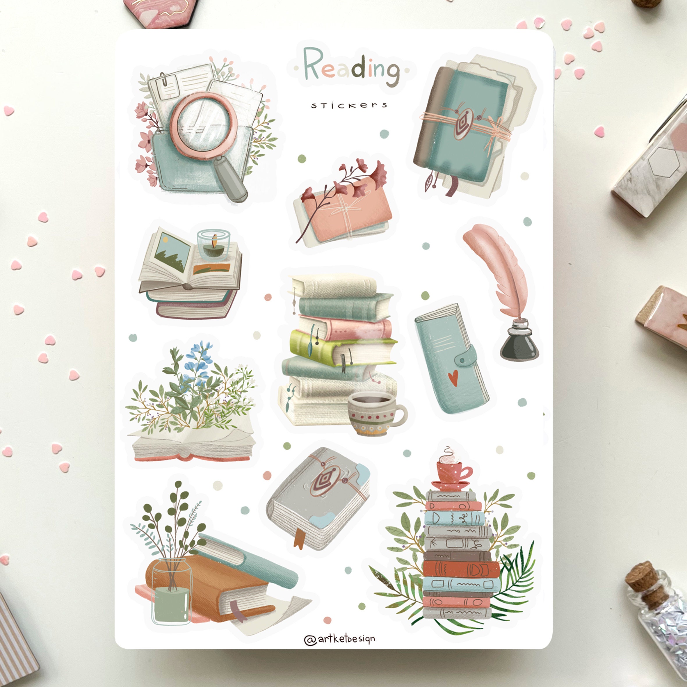 Reading Sticker Pack | Journal Stickers, Planner Stickers, Bullet ...
