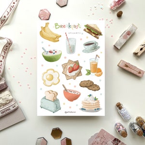 Pacchetto adesivi per la colazione (NOVITÀ) | Adesivi per diario, adesivi per planner, bullet journal, adesivi per cucina, adesivi per album, adesivi per alimenti