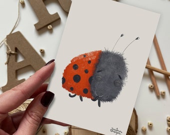 Cartolina Coccinella | Cartolina, Biglietto d'auguri, Cartolina estiva, Cartolina di buon compleanno, Cartoline di animali, Cartoline della foresta
