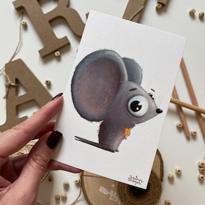 Carte postale de la souris | Carte postale, carte de vœux, carte postale d'été, carte postale de joyeux anniversaire, cartes postales d'animaux, cartes postales de forêt, carte de félicitations