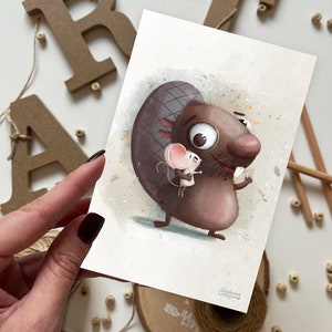 Biber und Maus Postkarte | Postkarte, Grußkarte, Happy Birthday Postkarte, Tierpostkarten, Hasen, Glückwunschkarte