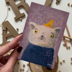 Katze in einem Hut Freunde Postkarte | Postkarte, Grußkarte, Happy Birthday Postkarte, Tierpostkarten, Hasen, Glückwunschkarte