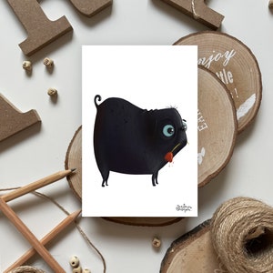 Cartolina del cane nero | Cartolina, Biglietto d'auguri, Cartolina estiva, Cartolina di buon compleanno, Cartoline di animali, Cartoline della foresta