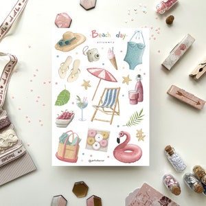 Paquete de pegatinas para días de playa | Pegatinas para diario, pegatinas para planificador, Bullet Journal, pegatinas para libros, pegatinas para álbumes de recortes, pegatinas para Bullet Journal