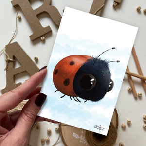 Süße Marienkäfer Postkarte | Postkarte, Grußkarte, Sommerpostkarte, Happy Birthday Postkarte, Tierpostkarten, Waldpostkarten