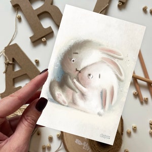 Raccolta con una cartolina regalo | Cartolina, biglietto d'auguri, cartolina estiva, cartolina di buon compleanno, cartoline di animali, lepri, biglietto di congratulazioni