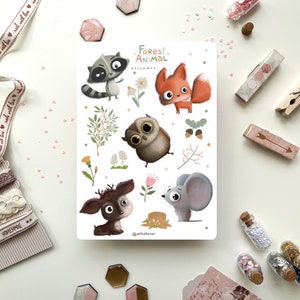 Stickerpaket Waldtiere | Journal Sticker, Planer Sticker, Bullet Journal, Scrapbook Sticker, Fuchs Sticker, Waschbär Sticker, Maus
