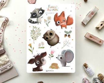 Forest Animal Sticker Pack | Journal Stickers, Planner Stickers, Bullet Journal, Scrapbook Stickers, Fox Sticker, Raccoon Sticker, Mouse