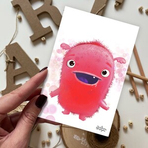 Cartolina del mostro rosa | Cartolina, Biglietto d'auguri, Cartolina estiva, Cartolina di buon compleanno, Cartoline di animali, Cartoline della foresta