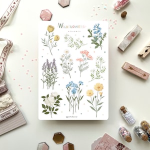 Pack d'autocollants Fleurs sauvages | Autocollants de journal, autocollants de planificateur, Bullet Journal, autocollants de livre, autocollants de scrapbooking, autocollants Bullet Journal
