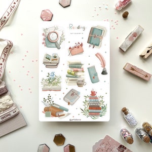 Pacchetto adesivi per la lettura | Adesivi per diario, adesivi per planner, bullet journal, adesivi per libri, adesivi per album, adesivi per bullet journal
