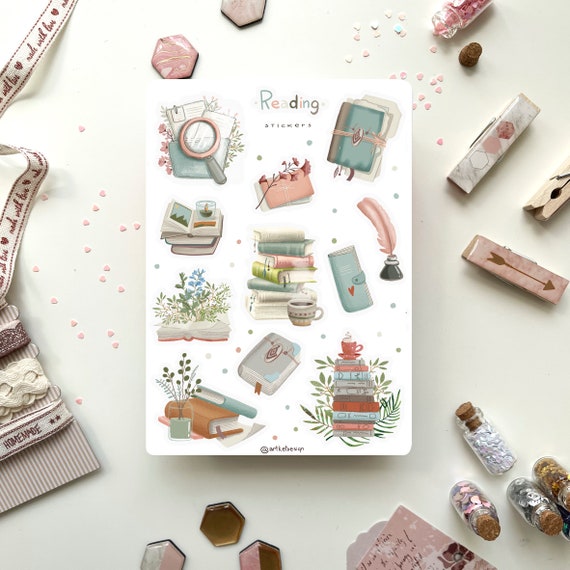 Reading Sticker Pack Journal Stickers Planner Stickers Etsy