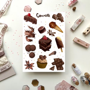 Pack d'autocollants au chocolat | Autocollants de journal, autocollants de planificateur, bullet journal, autocollants de livre, autocollants de scrapbooking, autocollants de bullet journal